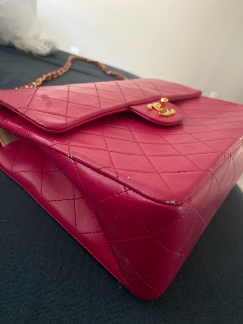 CHANEL Hot Pink Quilted Shoulder Bag with Chain Strap - Picture 10 of 13